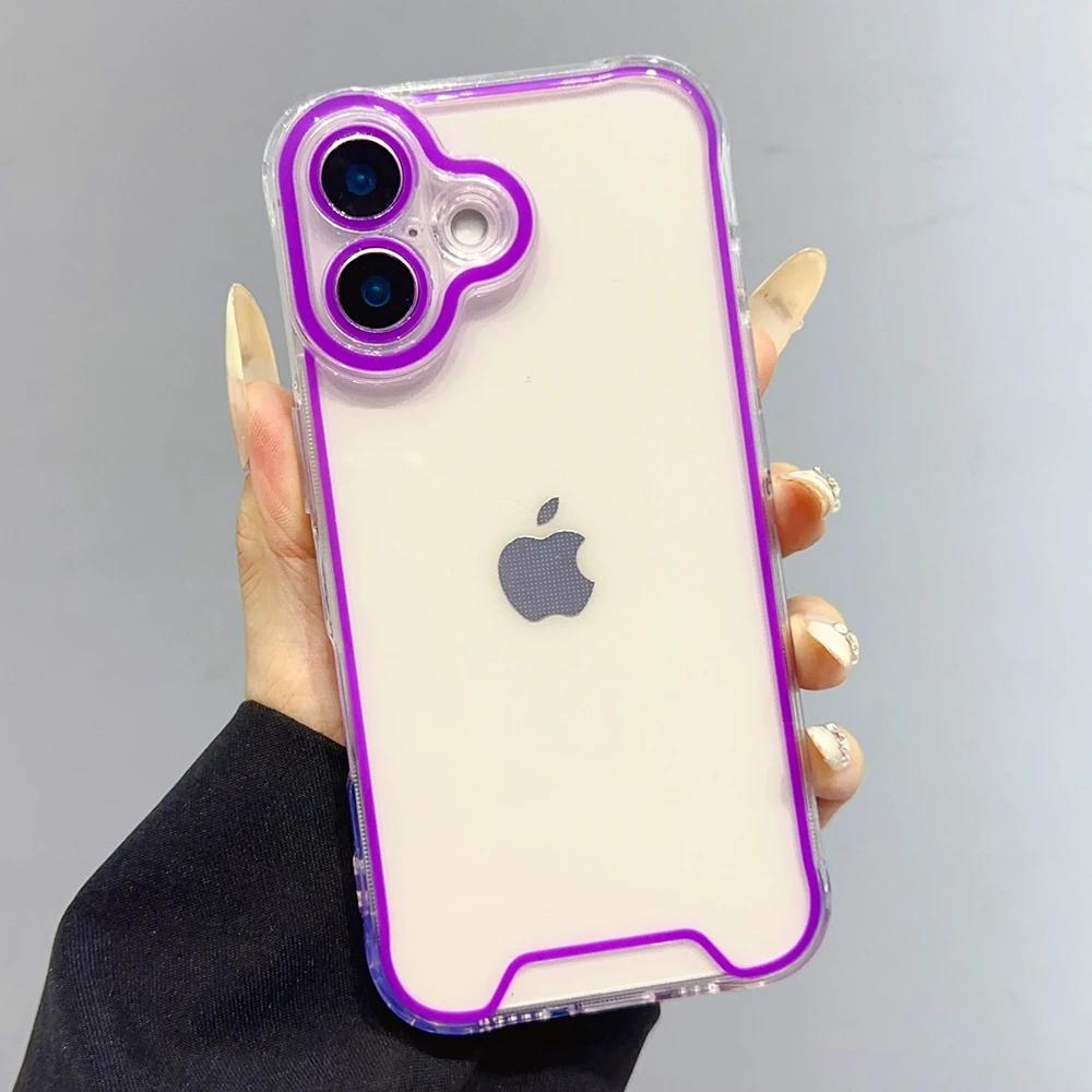 Luminous Neon Fluorescent Clear Phone Case For For Iphone 16 Pro Max 1 14 13 12 11 Plus Camera Protection Soft Shockproof Cover