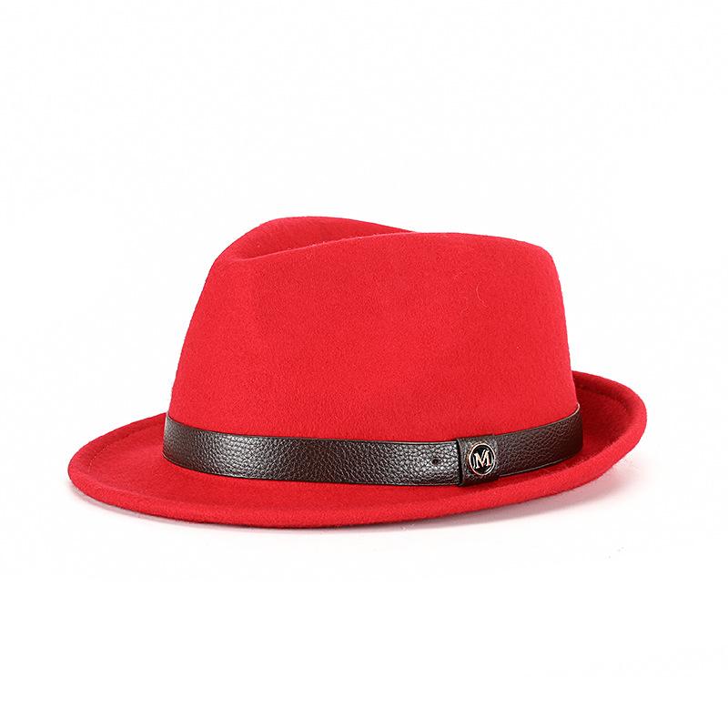 Hat autumn and winter pure wool top hat woolen retro French British jazz hat rolled edge felt hat