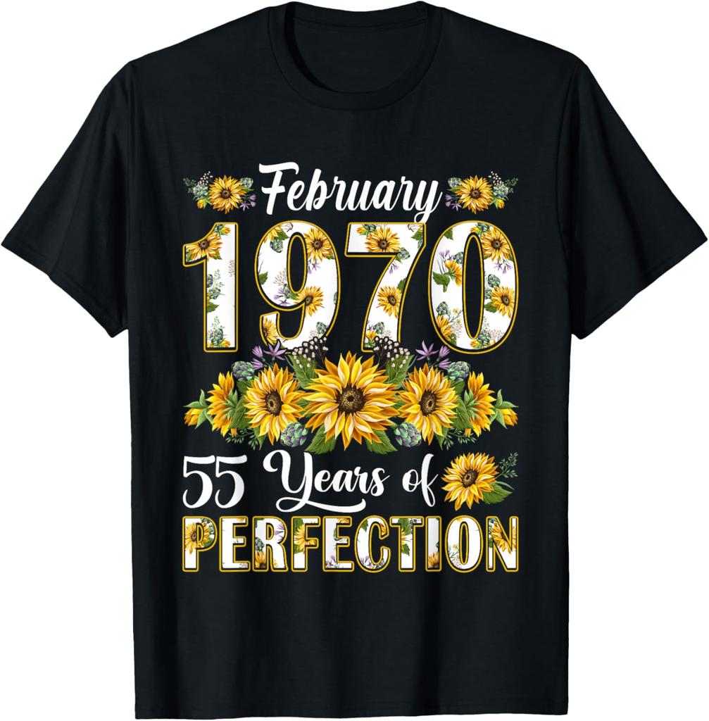 55 Year Old Made In 1970 Floral 55th Birthday Women T-Shirt Printed Graphic T Shirts Streetwear Outdoor Pullover