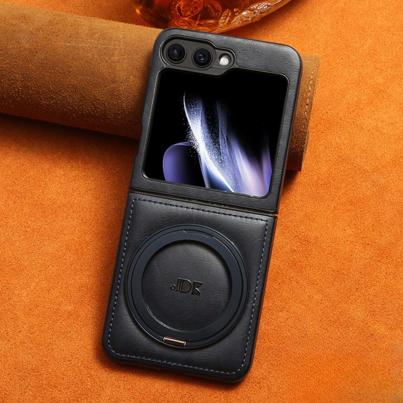 

Подходит для чехла для телефона Samsung Zflip6, вращающаяся на 360 градусов подставка, магнитный флип 5/4/3 полная упаковка противоударный деловой кожаный чехол Samsung Galaxy Z Flip 3