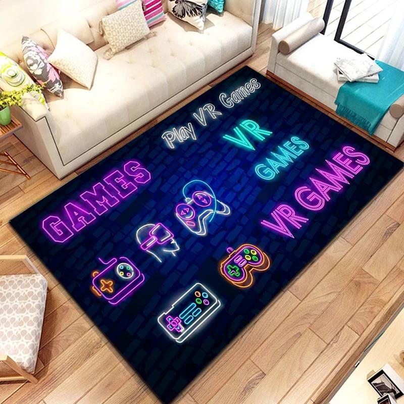 Gamer Carpet Funny Black Game Controller Mats For Children Soft Rug Room Gaming Anime Gamer Chair Rug Large Rug Living Room Boys