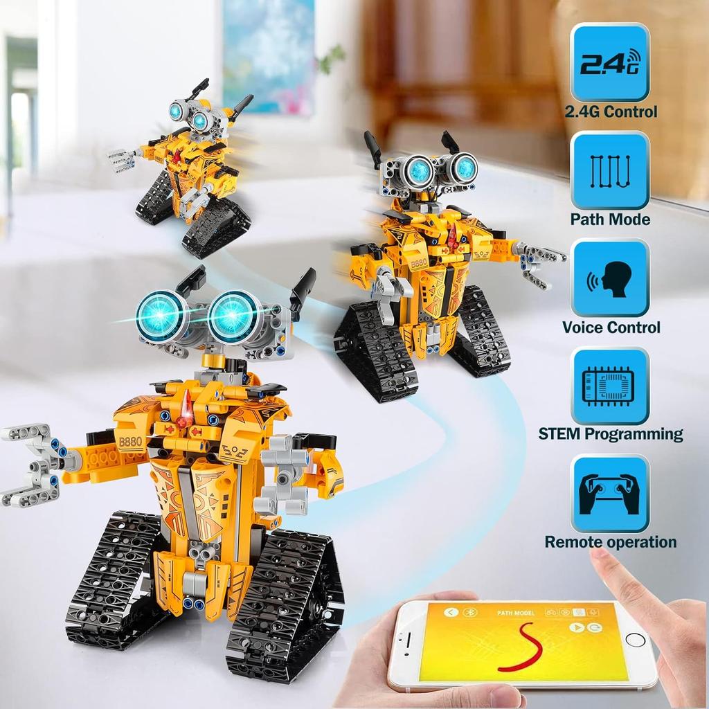 Sillbird Robot Building Kit with Remote Control STEM Gifts for Boys Age 8-12, Technic Buildable Coding Robotic Set Birthday Toys for Kids Teens (468