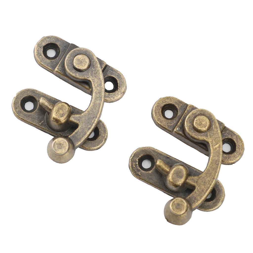 6 Set Swing Arm Clasp Latch Bronze Mini Vintage Antique Lock Clasp Left Right Hook Hasp Horn Metal Catch Curved Buckle