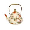 1.5L Vintage Enamelware Kettle Classic Enamel Teapot with Golden Handle for Stovetop Use Kitchen Decor Gift for Tea Lovers