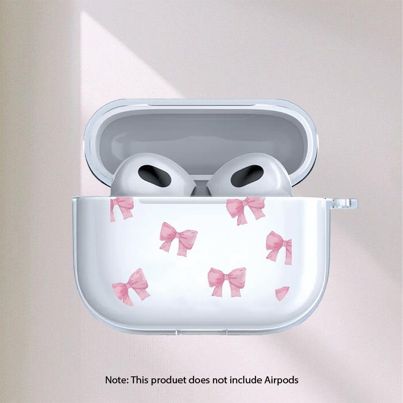Pink Bow Pattern Earphone Protective Cover for AirPods Pro2/Pro3/Pro Anti Drop Earphone Cover for AirPods 4/3/1/2 Anti Shock