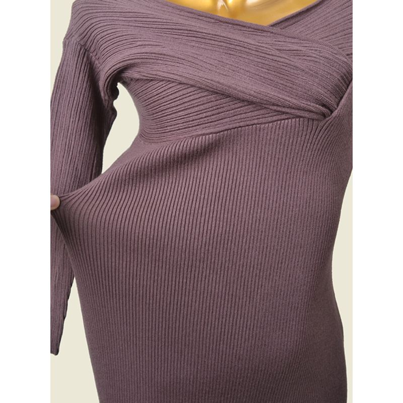 Stylish Silm Bodycon Dress Fashion Wind Long Sleeves Heattech Base Knitting Export Dress