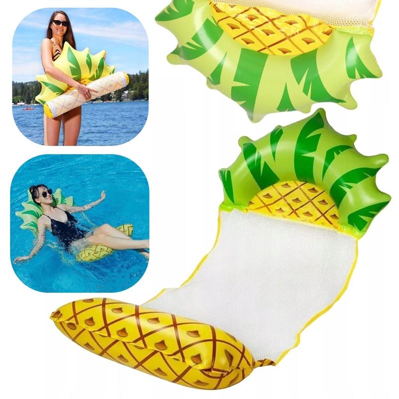 Water Hammock Mattress for Swimming Inflatable Deckchair with Net 130x70cm - Pineapple