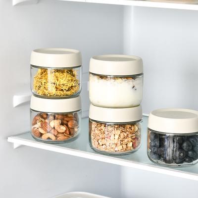 Glasförvaringsburk Förseglad Matförvaringsbehållare Hushåll Multifunktionell Liten Tebehållare Spannmål Godisförvaring Sallad Dessertskål
