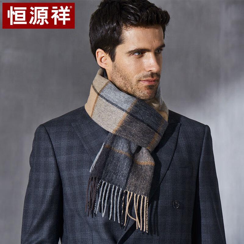 

Мужской шарф в клетку из чистой шерсти Hengyuanxiang