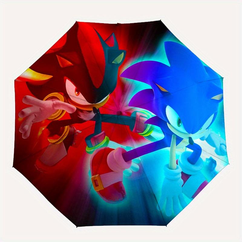 Sonic the Hedgehog & Shadow of the Hedgehog Umbrella, Portable 3 Fold Compact Umbrella for Men & Women, Valentine's Day Mothe