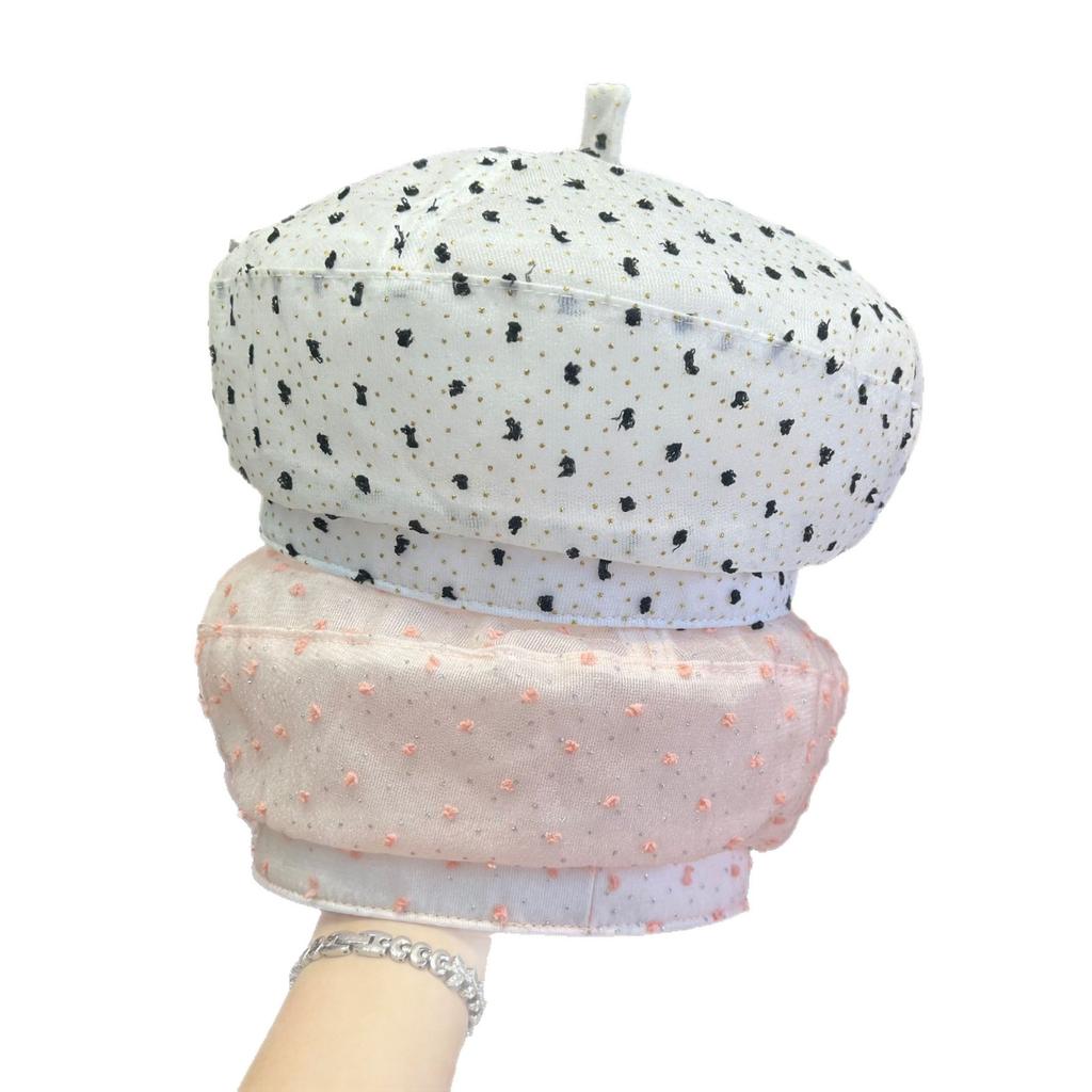 Korean age-reducing sweet new French star anise beret painter hat polka dot face small temperament bag head hat