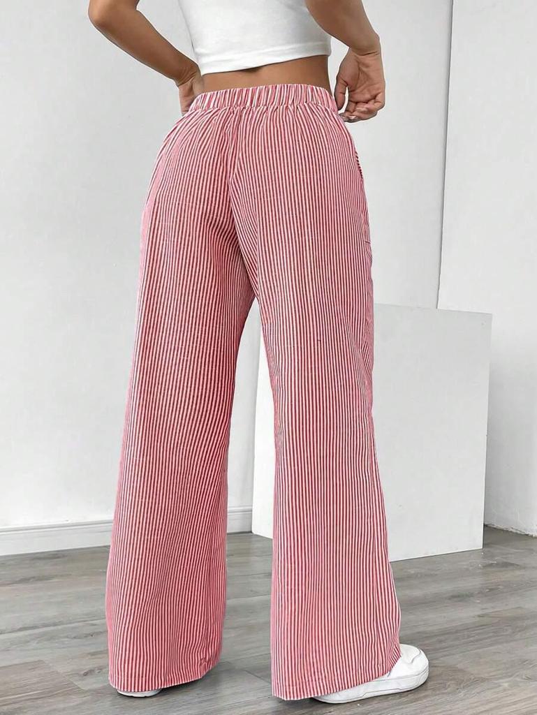 2024 Casual Versatile Striped Wide Leg Women's Trousers