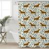 Dachshund Cartoon Dog Shower Curtain Polyester Waterproof Curtain Geometric Striped Kids Bath Curtain Home Decor with Hooks