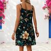 Women Plus Size Criss Cross Neck Strappy Sleeveless Floral Printed Curved Hem Dress