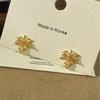High-End Red Zircon Maple Leaf Stud Earrings - Elegant Autumn/Winter Design
