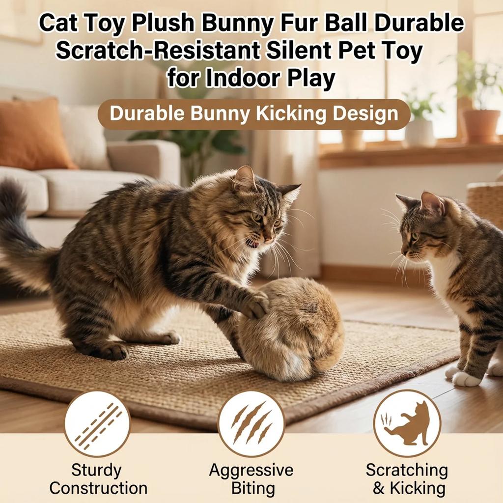 1/1/1/6Pcs Rabbit Fur Catnip Toy Balls Bite Resistant Interactive Chasing Plush Balls Toy Self Play Stress Relief Kitten Toy