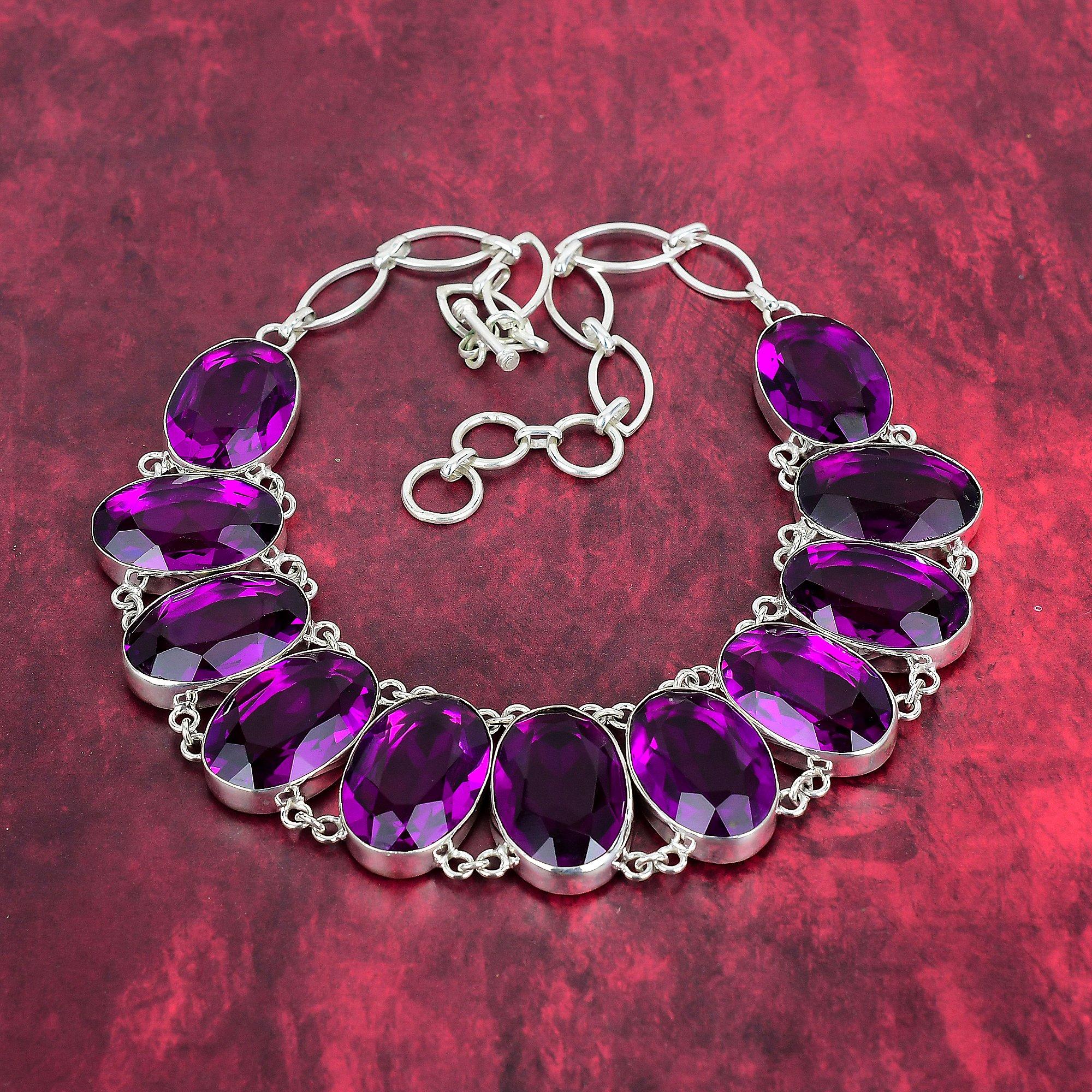 

Ожерелье из твердого серебра 925 пробы с розовым аметистом и регулируемой цепочкой, ювелирное ожерелье ручной работы из драгоценных камней на День памяти Adjustable with 18 inches розовый