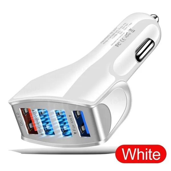 

Автомобильное зарядное устройство Quick Charge 3.0, 4 порта, автомобильное зарядное устройство для быстрой зарядки телефона Conversion plug белый
