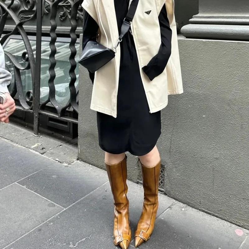 2026 Designer Winter Woman High Boots Fashion Pointed Toe Long Boots Shoes Ladies Elegant Fine and Fine Women's Knight Bootties