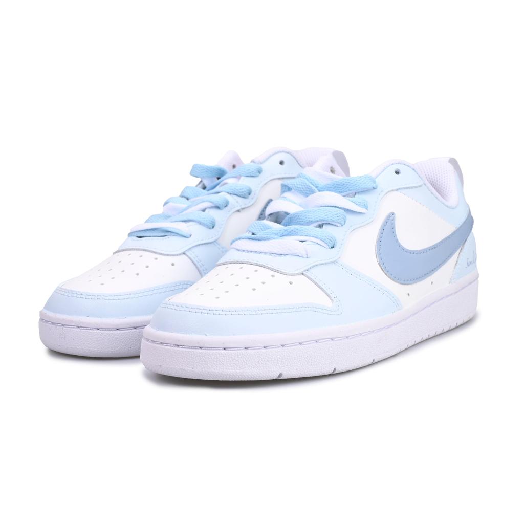 Nike Court Borough Foam Sweet Bean SAML Slip Resistant Abrasion Resistant Low top Skateboard Shoes Women's Dusty Blue DQ5979-100(Team6-)
