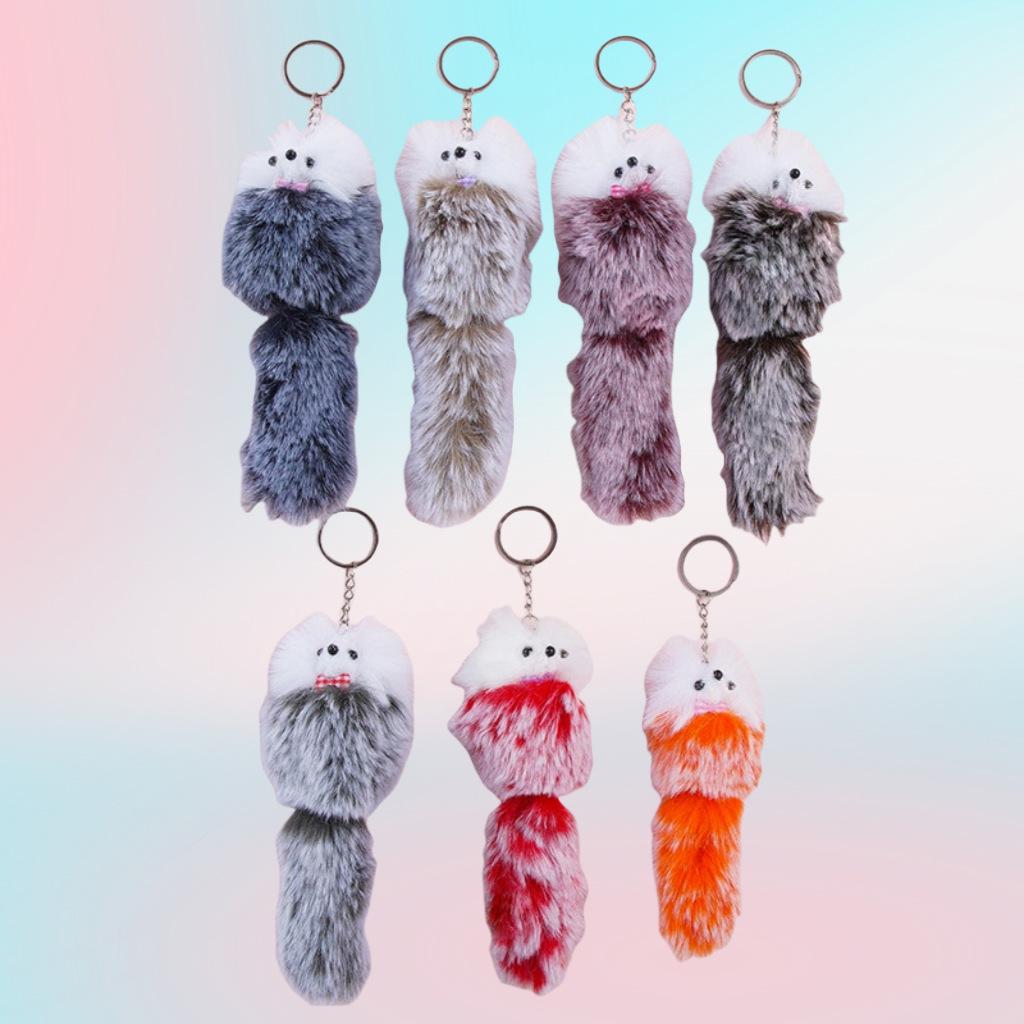 Adorable Fox Pompom Keychain - Women's Bag Charm, Backpack Accessory, and Mobile Phone Pendant