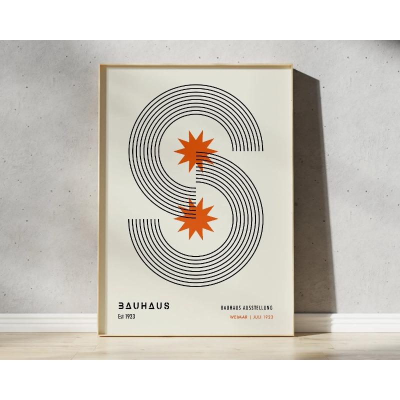 Bright Colourful Mid Century Bauhaus Wall Art Poster Geometric Canvas Prints Living Room Bedroom Artwork for Home Decor Gift