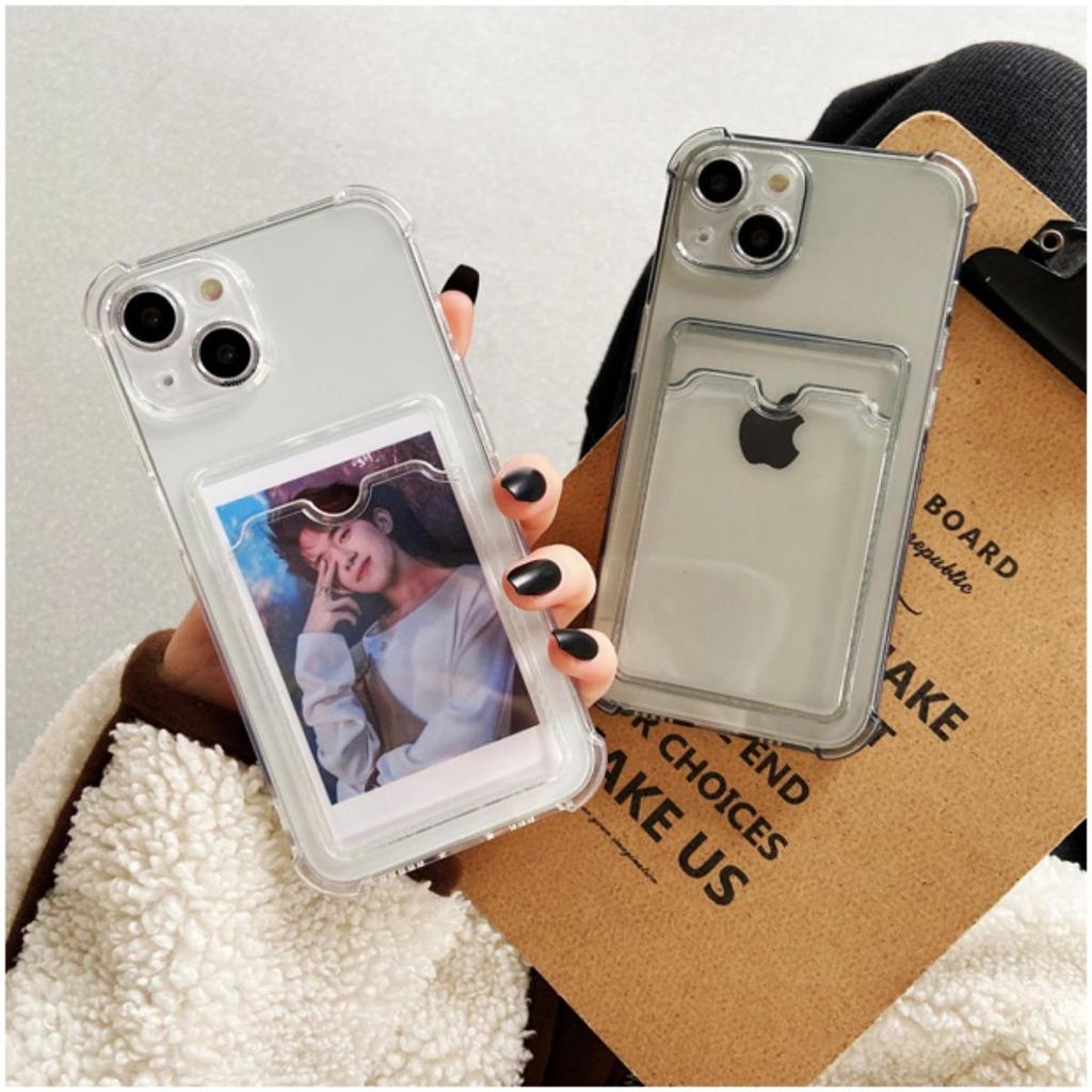 Carcasă de telefon simplă, cu suport pentru carduri foto, în culori uni, pentru iPhone 16, ProMax, Pro Plus, 15, 14, 13, Mini, 12