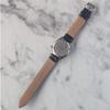 Used Working item SEIKO Seiko 5 automatic winding 90s vintage black dial cut index gold needle leather belt