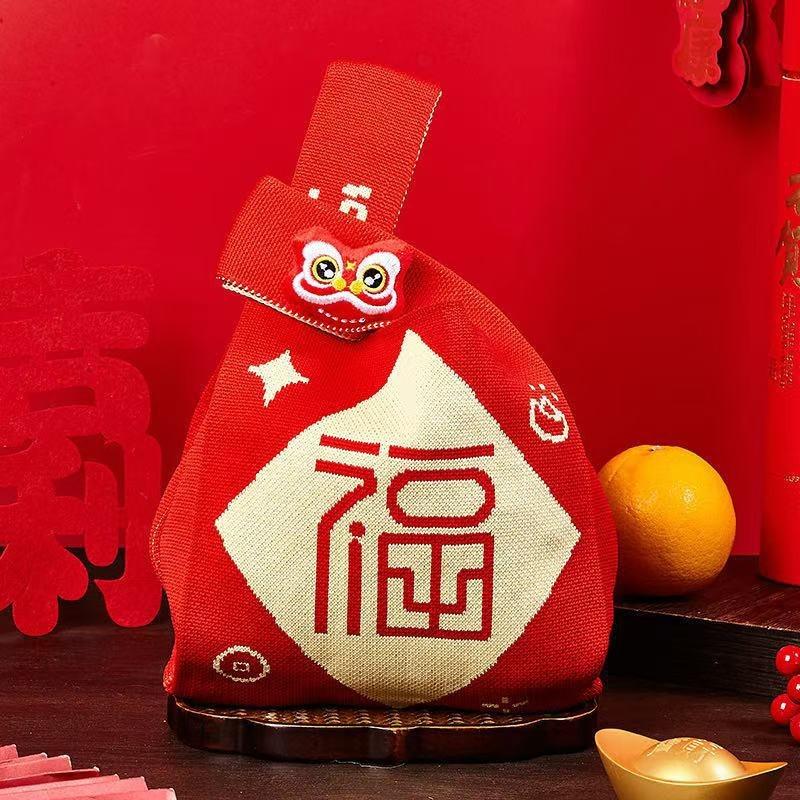 

New holiday knitted mobile phone bag New 2 Blessings series personalized versatile messenger bag high-end bag 12*18