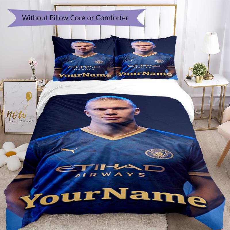 Haaland 45 Customize Your Name Bedding Set Breathable Duvet Cover with Pillowcases Home Decoration Birthday Gift