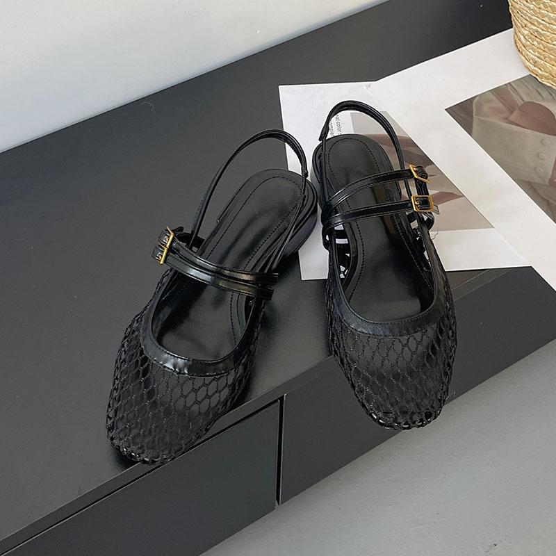 Fashion Big Size Fashion Mesh Women Flats Sandals Mules Shoes Spring Summer Breathable Female Shallow Footwear Ladies Flat Sandals Shoes