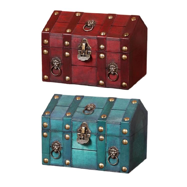 Sustainable Wooden Trinket Box Natural Materials Antique Design Secure Compartment Home Use Storage Container verde