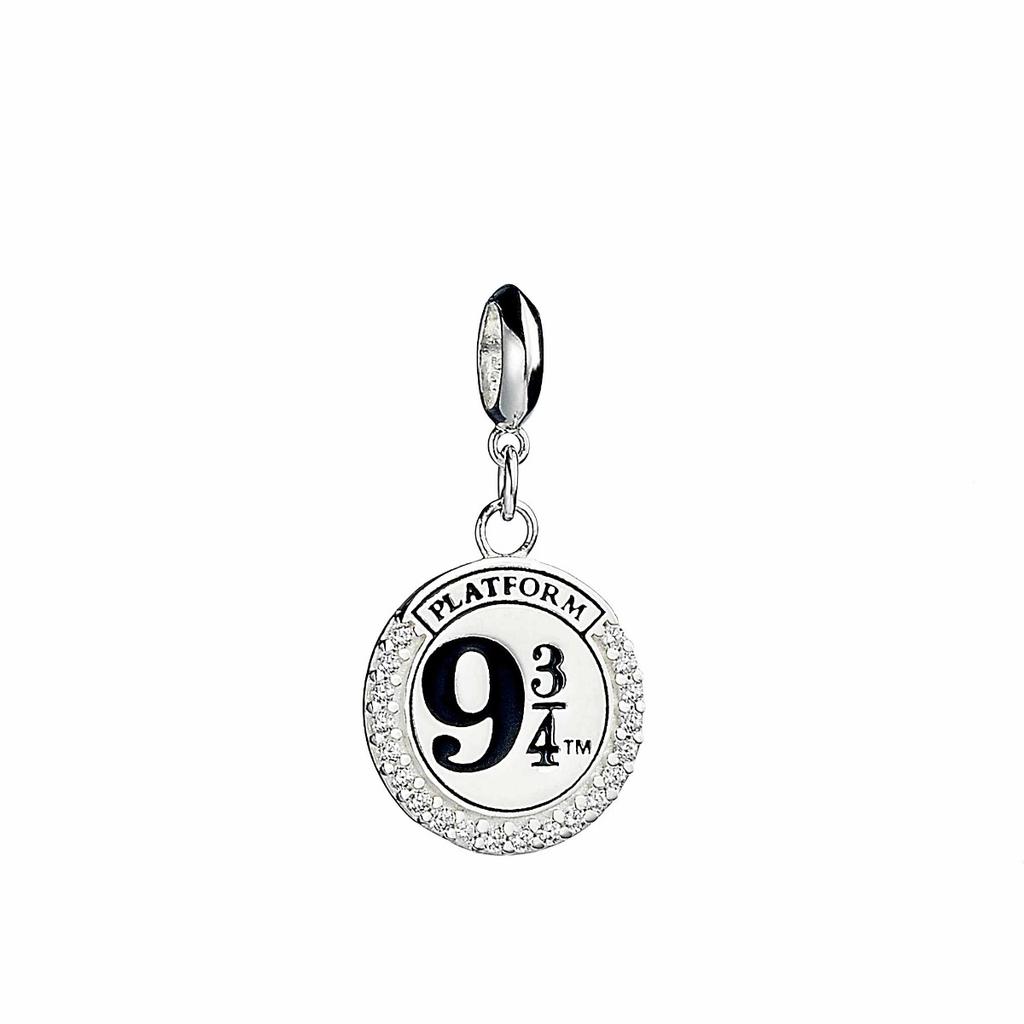 Harry Potter Sterling Silver Platform 9 3/4 Slider Charm with Crystals