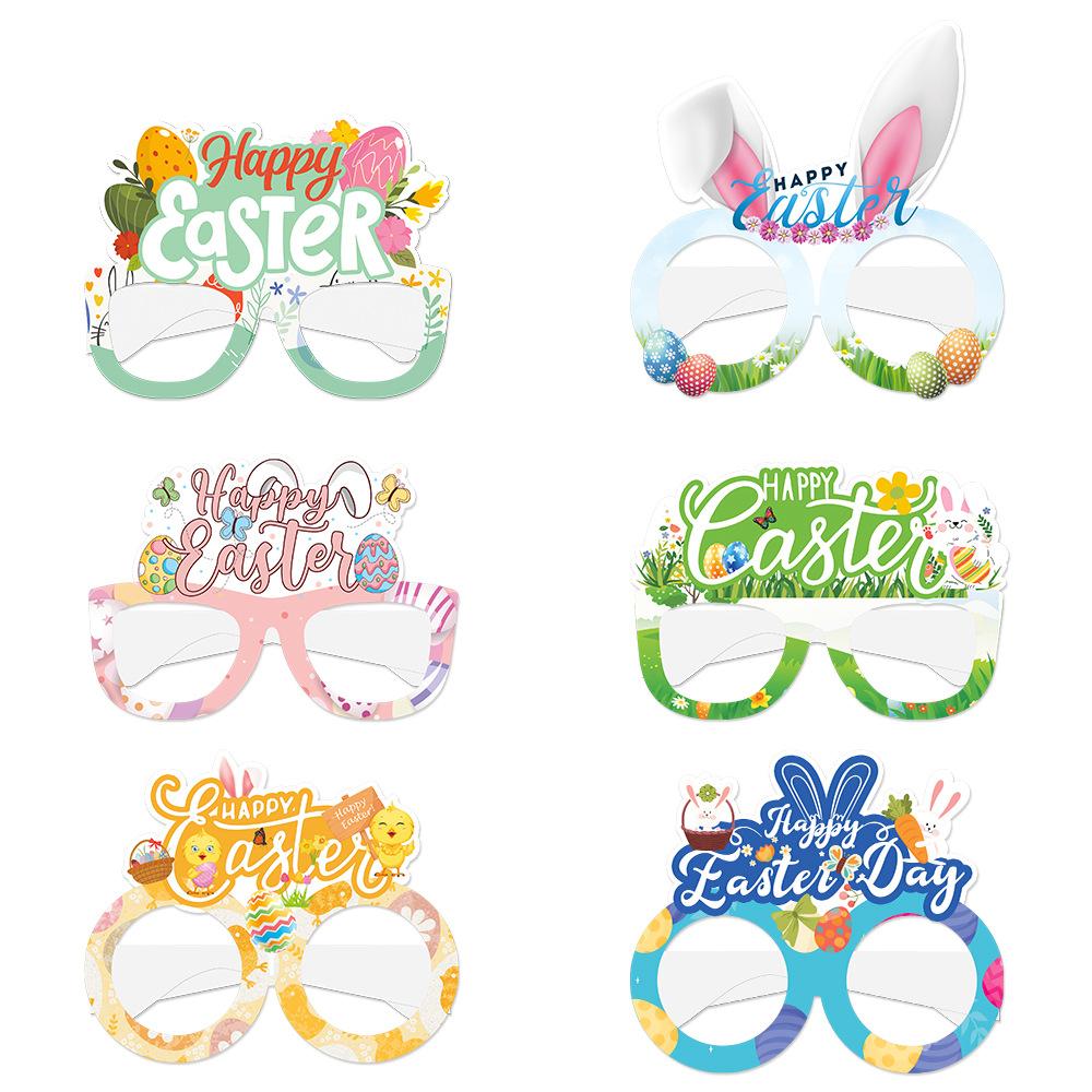Ostern, Neuer Stil, Niedlicher Cartoon-Hase, Papierbrillen, Party, Foto-Requisiten für Kinder und Erwachsene, Dekorative Artikel
