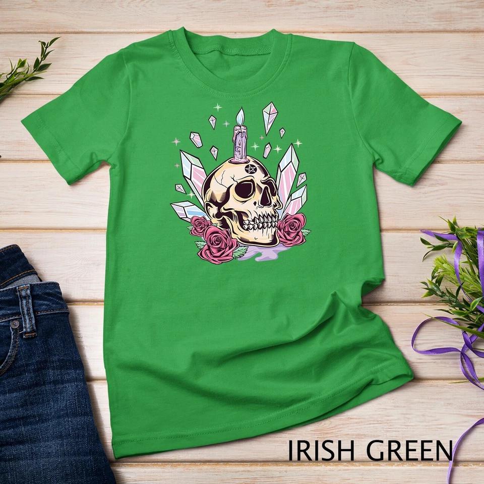 Pastel Goth Cute Creepy Skull Wiccan Kawaii Menhera Witchy Unisex T-shirt 4 M