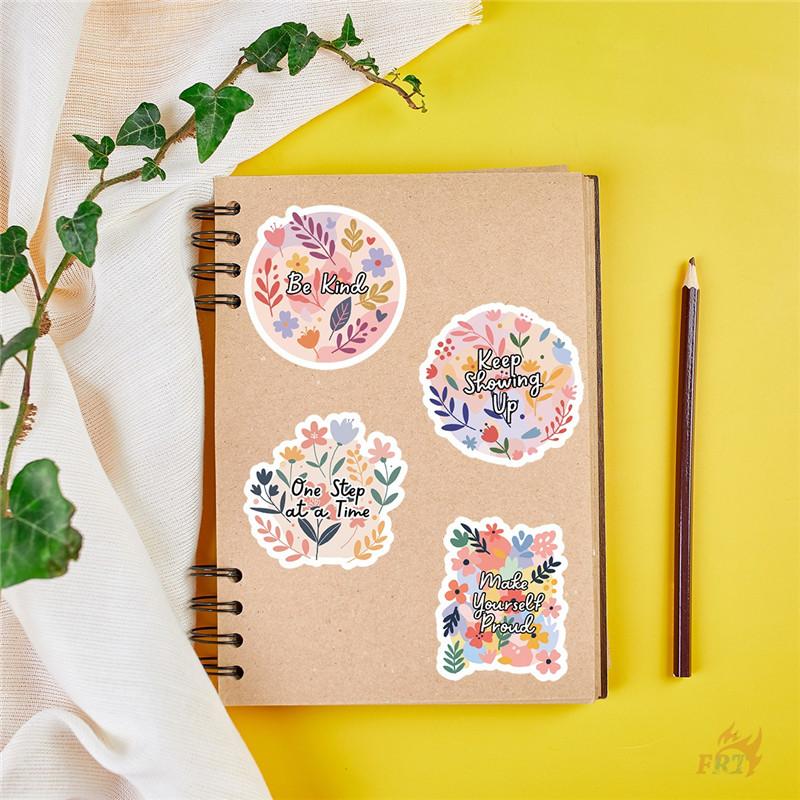 50Pcs/Set Flowers Healing Phrase Stickers DIY Fashion Waterproof Doodle Decals Stickers