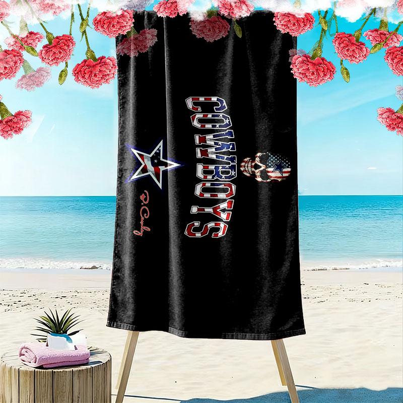 Cowboys Art Print Beach Towel, Large Soft Quick Dry Towel for Beach Camping Swimming