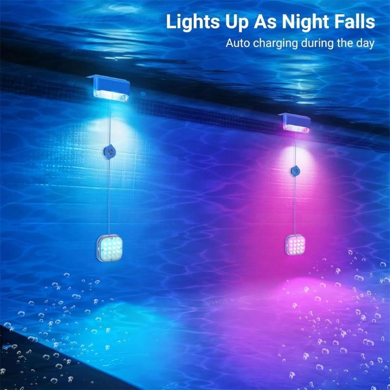 Solar Underwater Swimming Pool Lights with Remote Control Waterproof 16 Colors Lighting Pool Lights Easy to Use M4YD