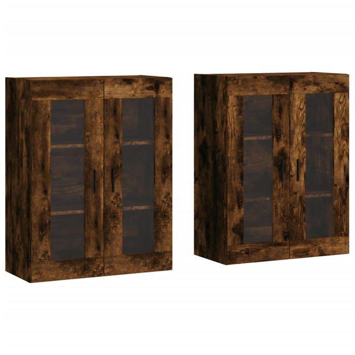 VidaXL Armoires murales 2 pcs chêne fumé bois d'ingénierie 3197958