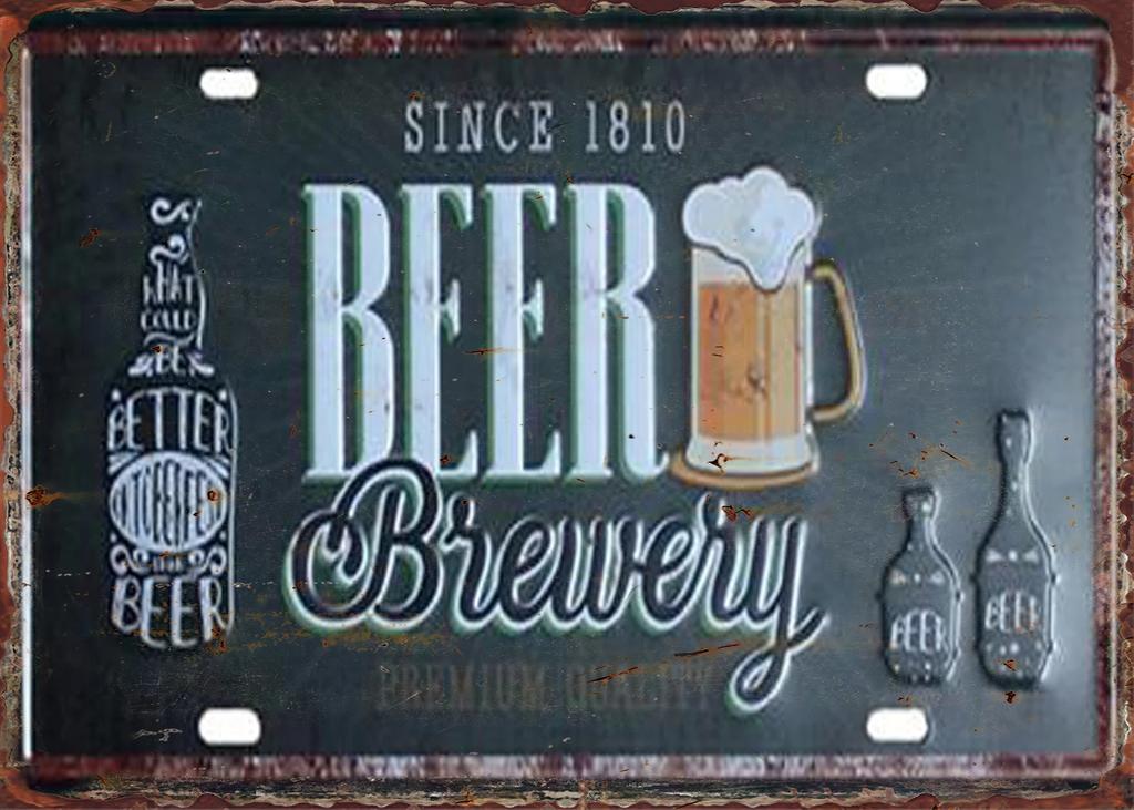 Vintage Beer  Whiskey Themed License Plate Style Aluminum Metal Sign Retro Bar  Man Cave Wall Art Decor for Pub Garage and H