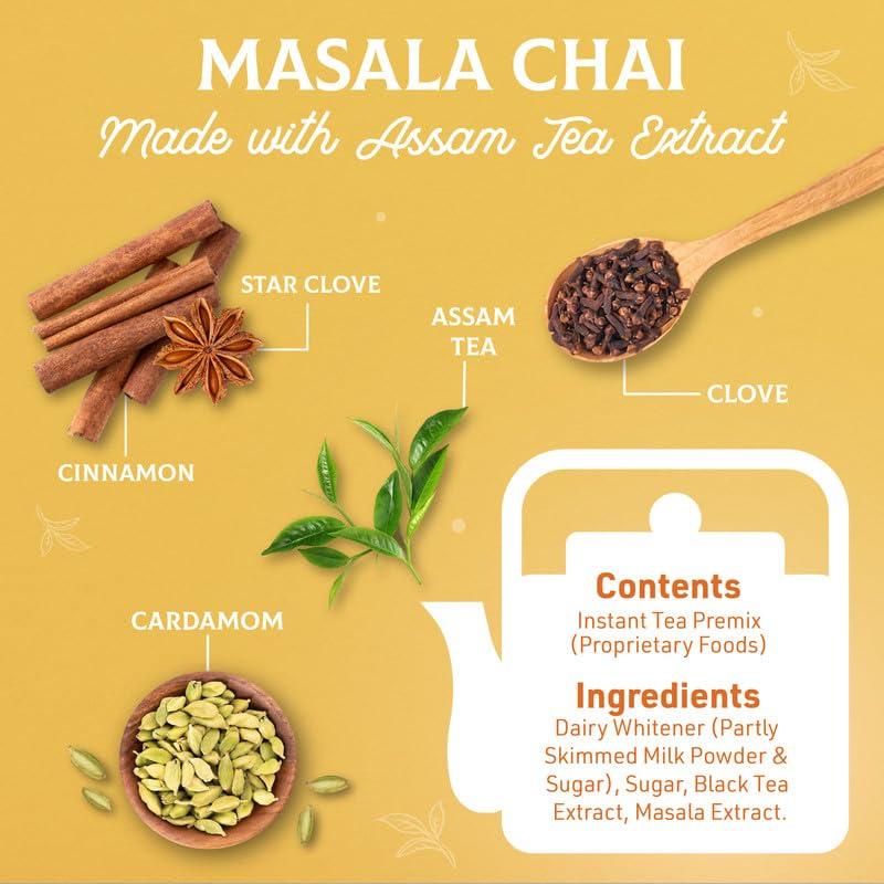 Namaste Chai Instant Tea Premix Masala Chai | Assam | Ginger, Clove, Cinnamon, Nutmeg & Cardamom | Milk and Sugar | Ready Mix Powder |22g x 10 Sa