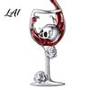 Creative Skeleton Ear Jewelry 1 Pair Funny Halloween Wine Glass Skull Earrings Gothic Music Festival Dangle Drop Statement for Women Holiday