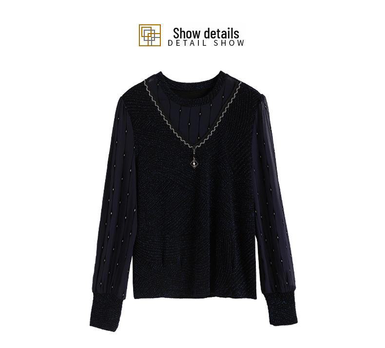 2023 Spring & Autumn Women's Long Sleeve Loose Base Shirt for Middle-aged Moms