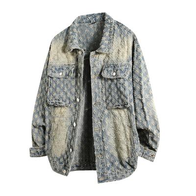 New Jacquard Denim Jacket Men's Jacket American Casual Tops Men and Women