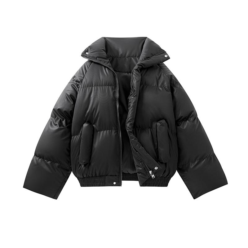 

Короткая хлопковая куртка для мужчин и женщин, свободная и толстая однотонная куртка-пуховик, хлопковая куртка M чёрный