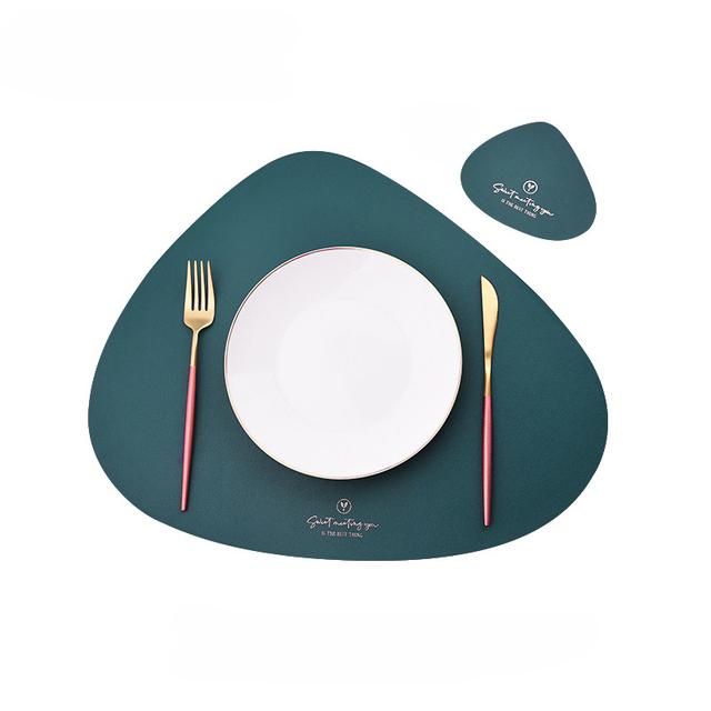 

Кожаные салфетки Inyahome с подставками, двусторонние уникальные овальные настольные коврики, улучшенные полиуретановые кофейные коврики, кухонные коврики для столовых приборов в скандинавском стиле 45x37cm зелёный