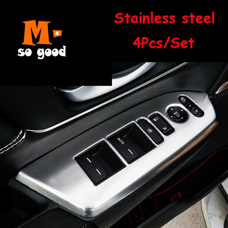 Stainless Steel 2017 2018   for Honda CR-V CRV Car Door Armrest Window Glass Lift Switch Button Cover Trim Accessories