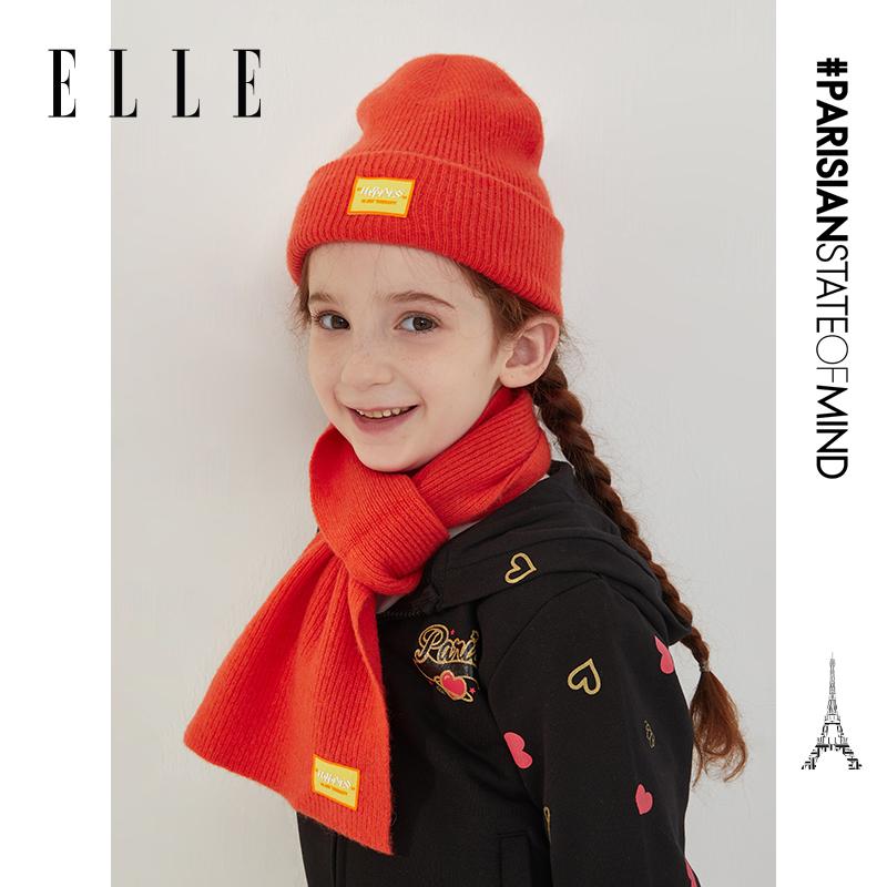 ELLE 100% Sheep Wool Children's Color Code Wool Knitted Series Collection Cold Hat/Scarf