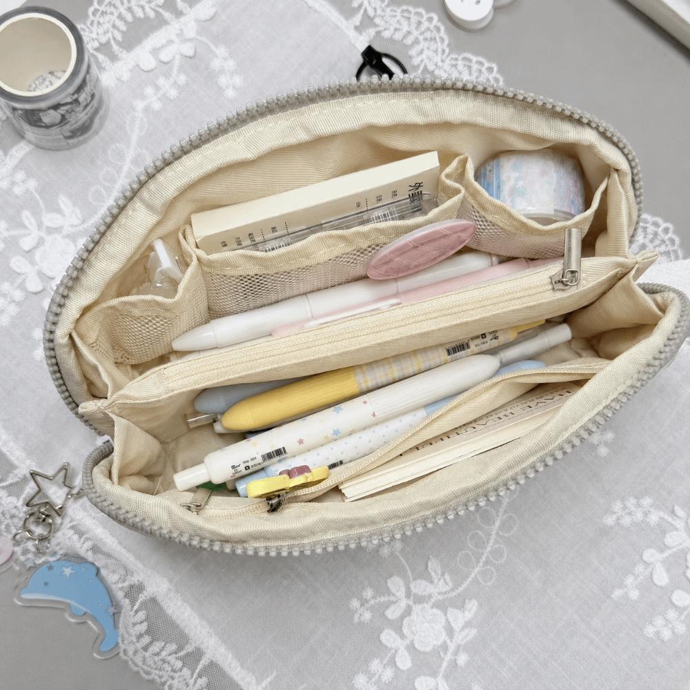 Punktmuster Federmäppchen Muschelform Stifteetui Kawaii Schreibwaren Aufbewahrungstasche Damen Mädchen