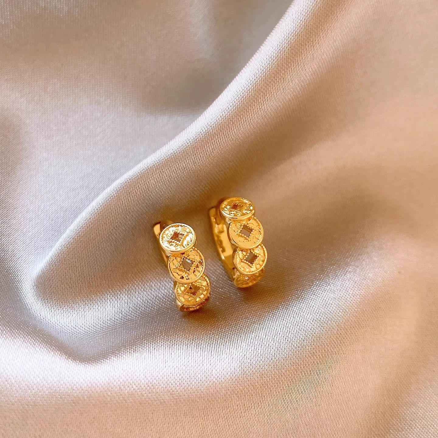 Национальный стиль битый лед пять императоров монеты серьги-клипсы женские легкая роскошь серьги изысканные серьги